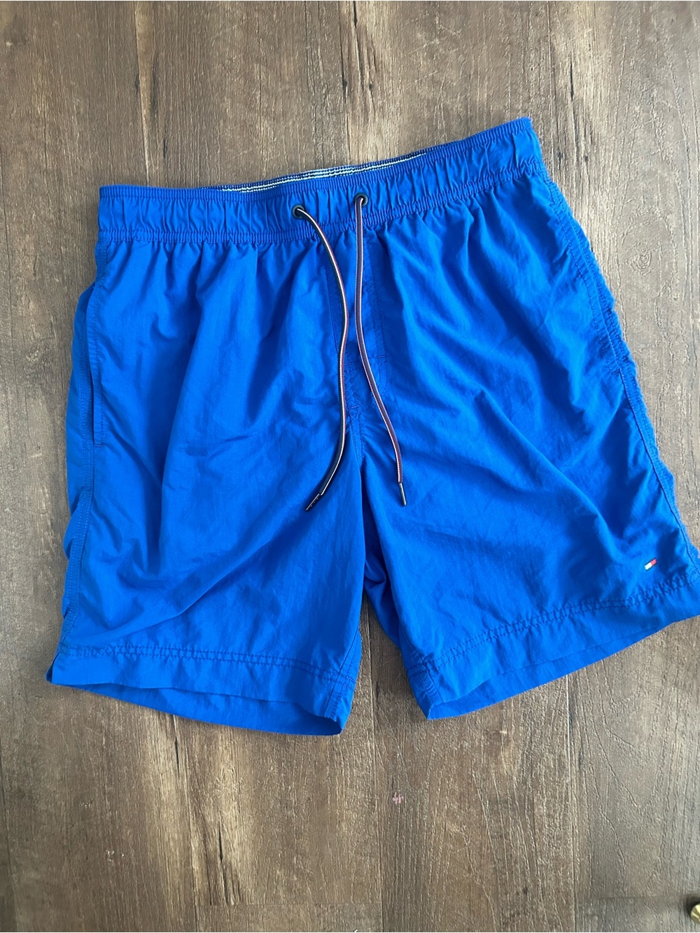 Tommy Hilfiger Blue Logo Americana Patriotic Lined Swim Trunks Men's Size Small